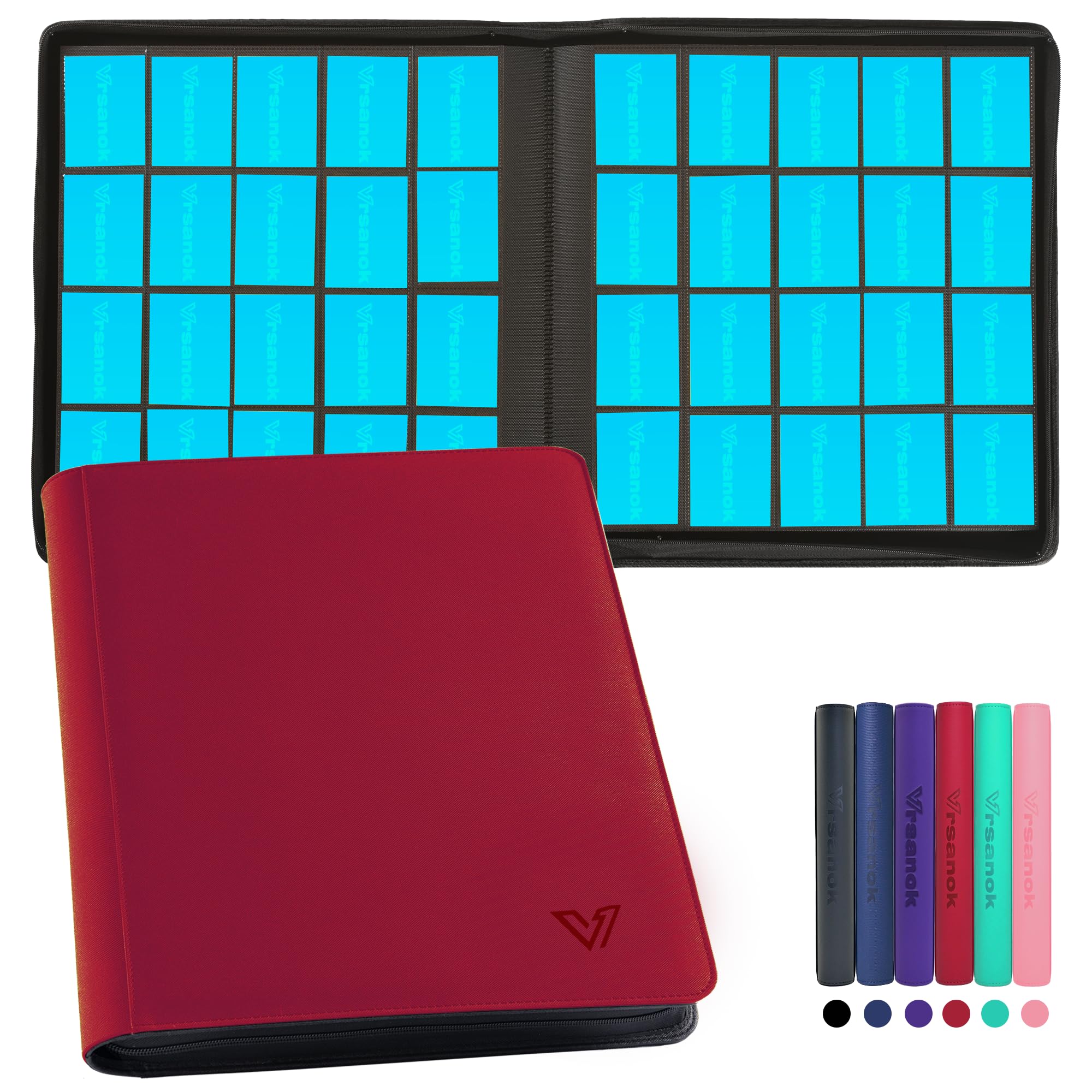 Sammelkartenbinder mit 20 Fächern, für 2000 Karten, großes Fassungsvermögen, 10,2 x 12,7 cm, Kartenalbum mit 50 doppelseitigen Seiten, ringloser PU-Einband, Reißverschluss, Kartenordner für