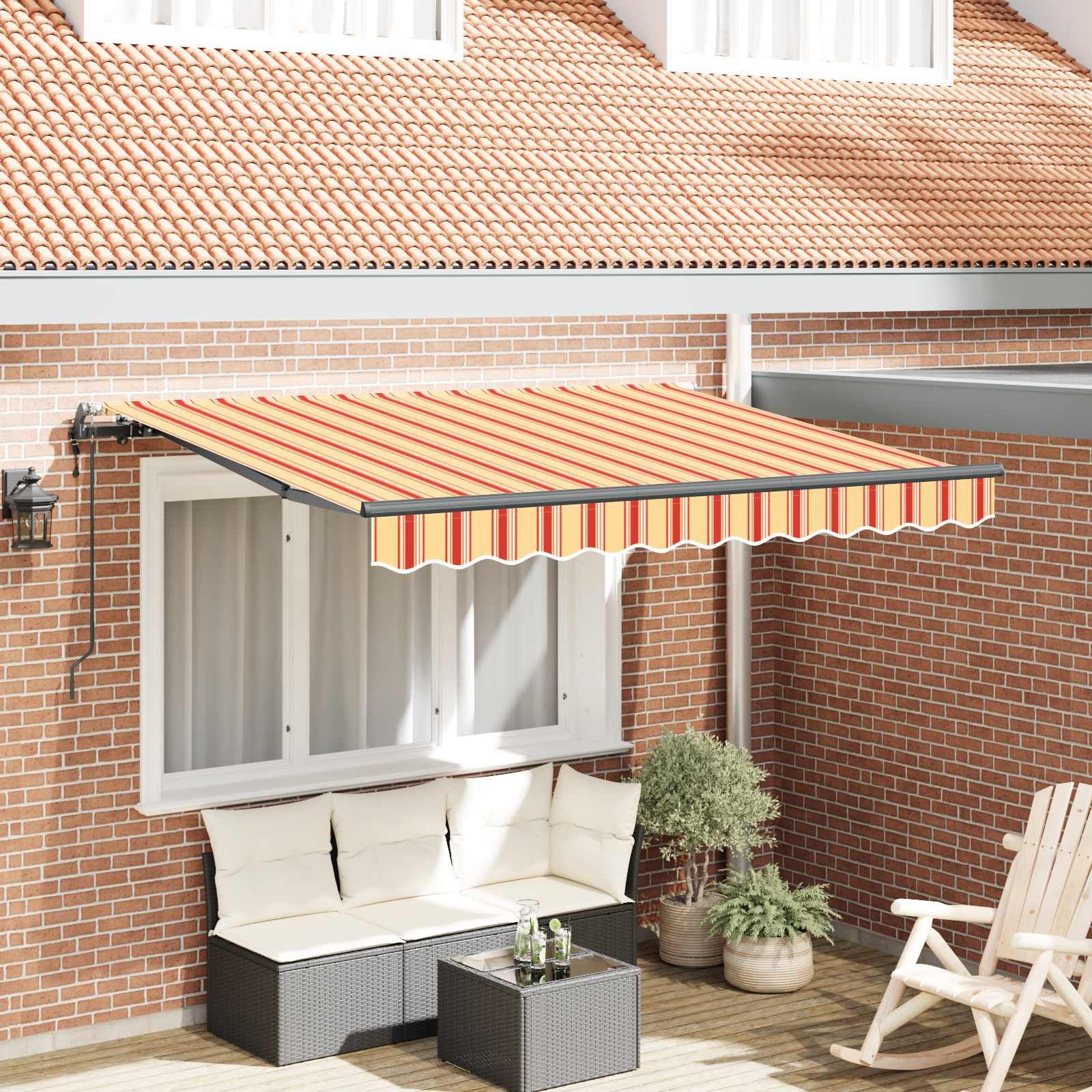 Store rétractable jaune en aluminium et tissu anti-UV 350 x 200 cm de qualité supérieure