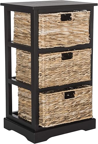 Miniatura 2 de Safavieh American Homes Collection Halle - Mesa auxiliar de almacenamiento de 3 cestas de mimbre color negro envejecido