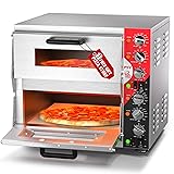 16" Indoor Electric Double Decker Pizza Oven w/Pizza Stone for Restaurant Home,Countertop Pizza Oven with 60-min Ring Timer, Commercial Pizza Oven with 4 Large Heat Tube, 3200W, ETL listed Double Deck Pizza Oven