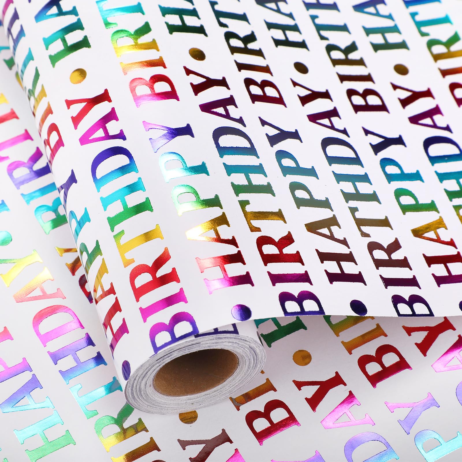 woric 43cm*15m Birthday Wrapping Paper Roll, Colorful Birthday Gift Wrap