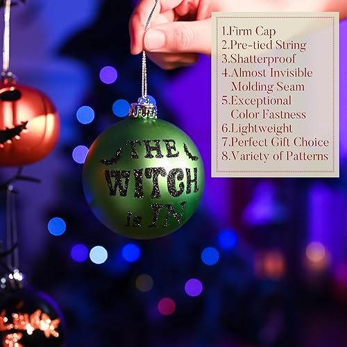 Miniatura 5 de Valery Madelyn Adornos grandes de Halloween para decoración de árbol, 16 unidades de 3.15 pulgadas, inastillables, calabaza Jack-o'-Lantern, juego