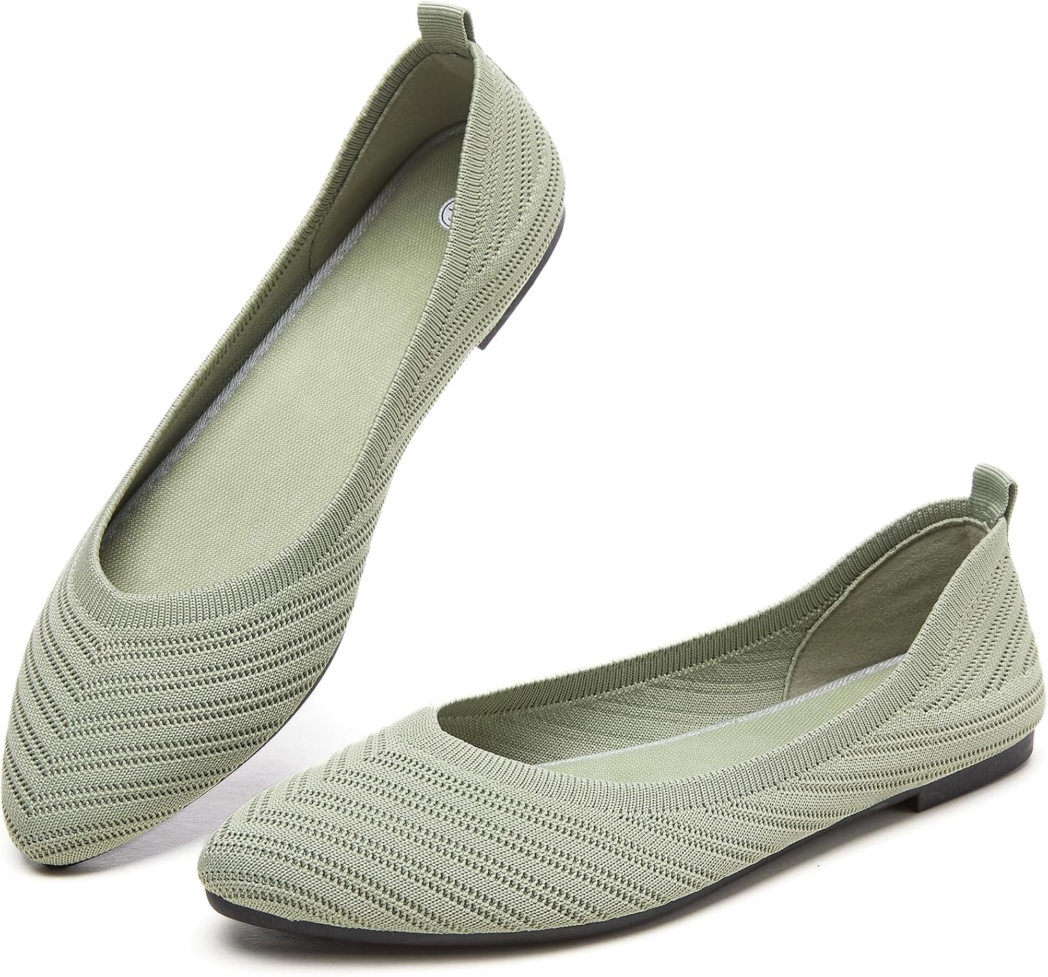 Iarus Women's Size 11 Green Flat Shoes Comfortable Ballet Flat Fashion Dress Shoes Pointed Toe Mesh Knit Portable Lazy Casul Shoes Office Commuting