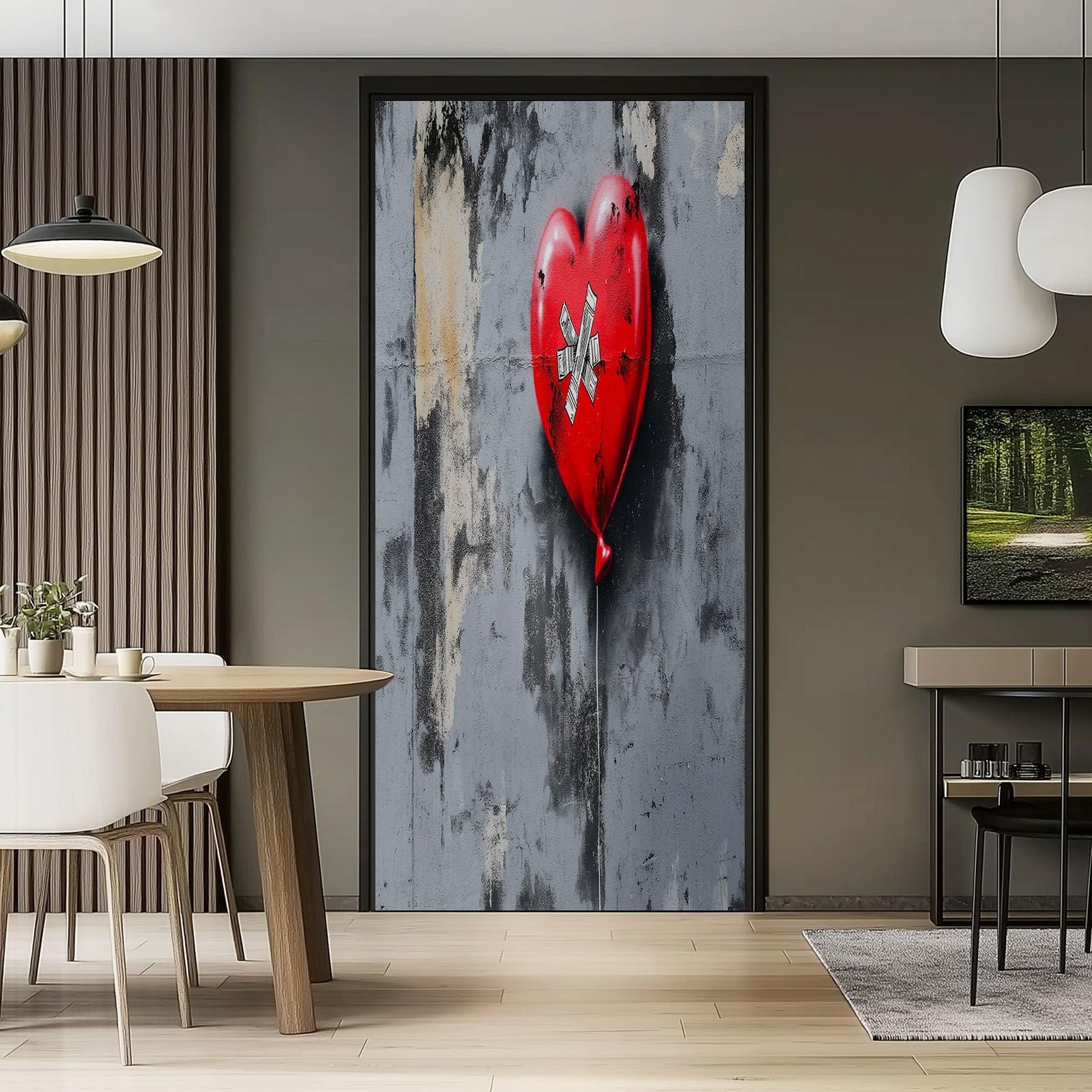 Naklejka na drzwi 3D, samoprzylepna, PCW, 90 x 200 cm, zdejmowana farba, wodoszczelna, do sypialni, kuchni, łazienki, biura, tapeta na drzwi - abstrakcyjna wiązka, balon miłosny, motyw do wnętrz