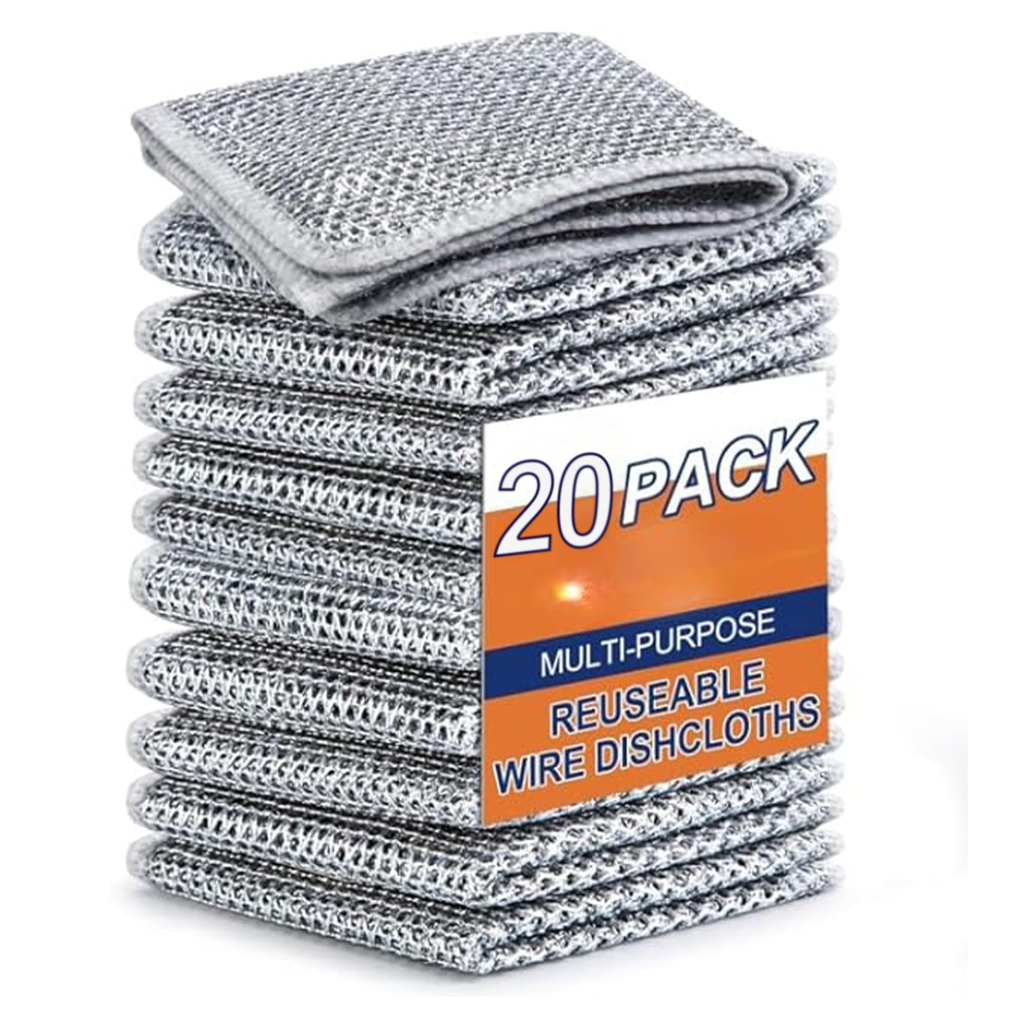 GIFTED GARDEN Non-Scratch Wire Dishcloth Multipurpose Wire Dishwashing Rags for Wet and Dry Easy Rinsing Reusable Wire Cleaning Cloth Kitchen Sinks Pan Dish Pan Easy Rinsing Washable (8x8 inch) (20) (B0D7HL443T) Amazon Price History, Amazon Price Tracker