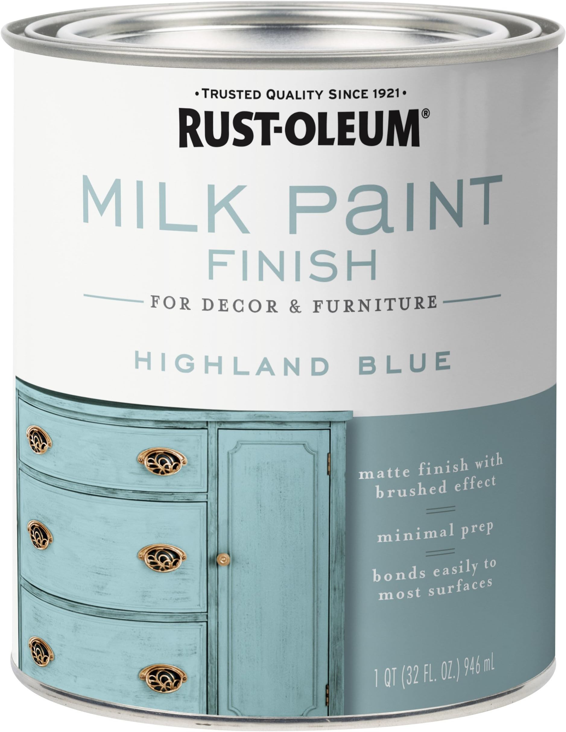 Rust-Oleum 331050 Milk Paint Finish, Quart, Highland Blue