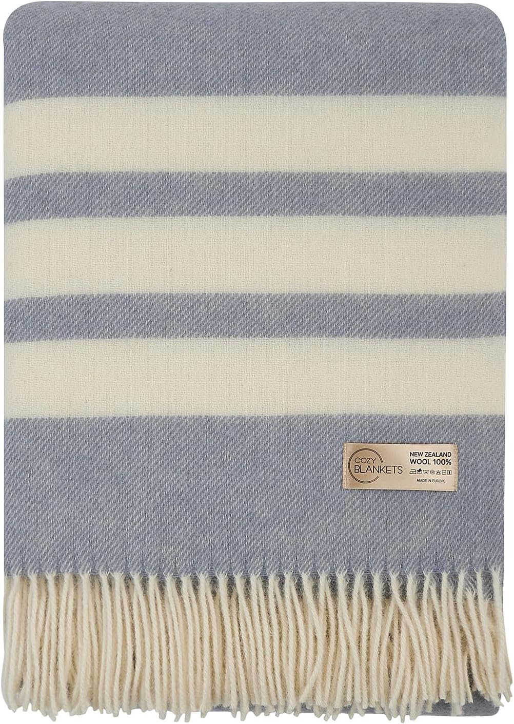 | Wool Blanket/Throw | 100% New Zealand Wool | Perfect for Home and Outdoors | Virgin Wool Blanket with Fringes 55"x79" (140 x 200 cm)