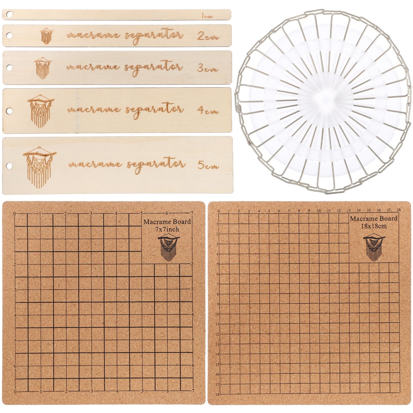 Tablero de macramé para manualidades con alfileres y guía de impresión clara