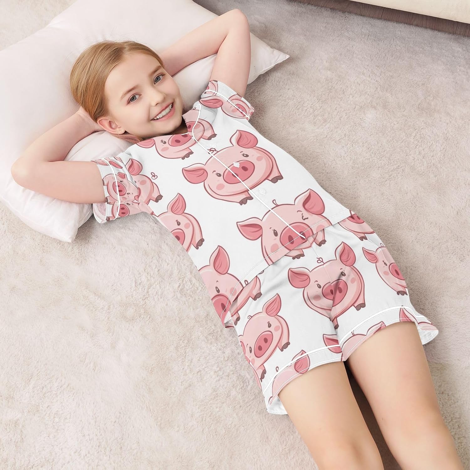 Silk Pajamas Sets Soft Satin 2 Piece Pjs Set Short Sleeve Sleepwear Nightwear