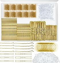 510PCS Blonde Bobby Pins Hair Pins Kit with Hair Net, YINGFENG Includes 100 Bobby Pins for Women, 100 U Shaped Buns Hair Clips, 300 Hair Bands and 10 Blonde Hair Nets, Dance competition must haves