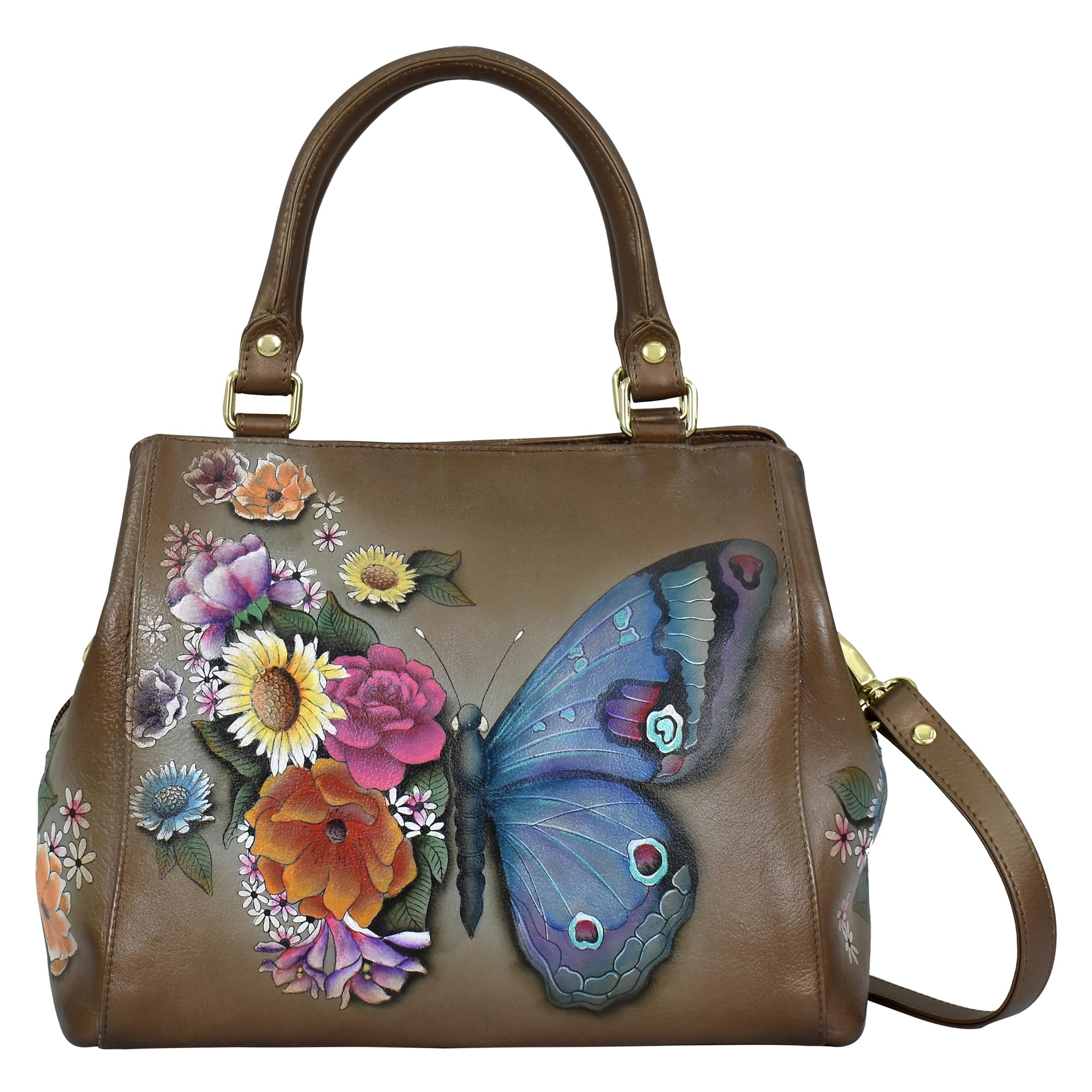 Anuschka Women’s Leather Satchel – Hand-Painted Genuine Leather Handbag with Detachable Strap for Everyday Use - 690, Satchel