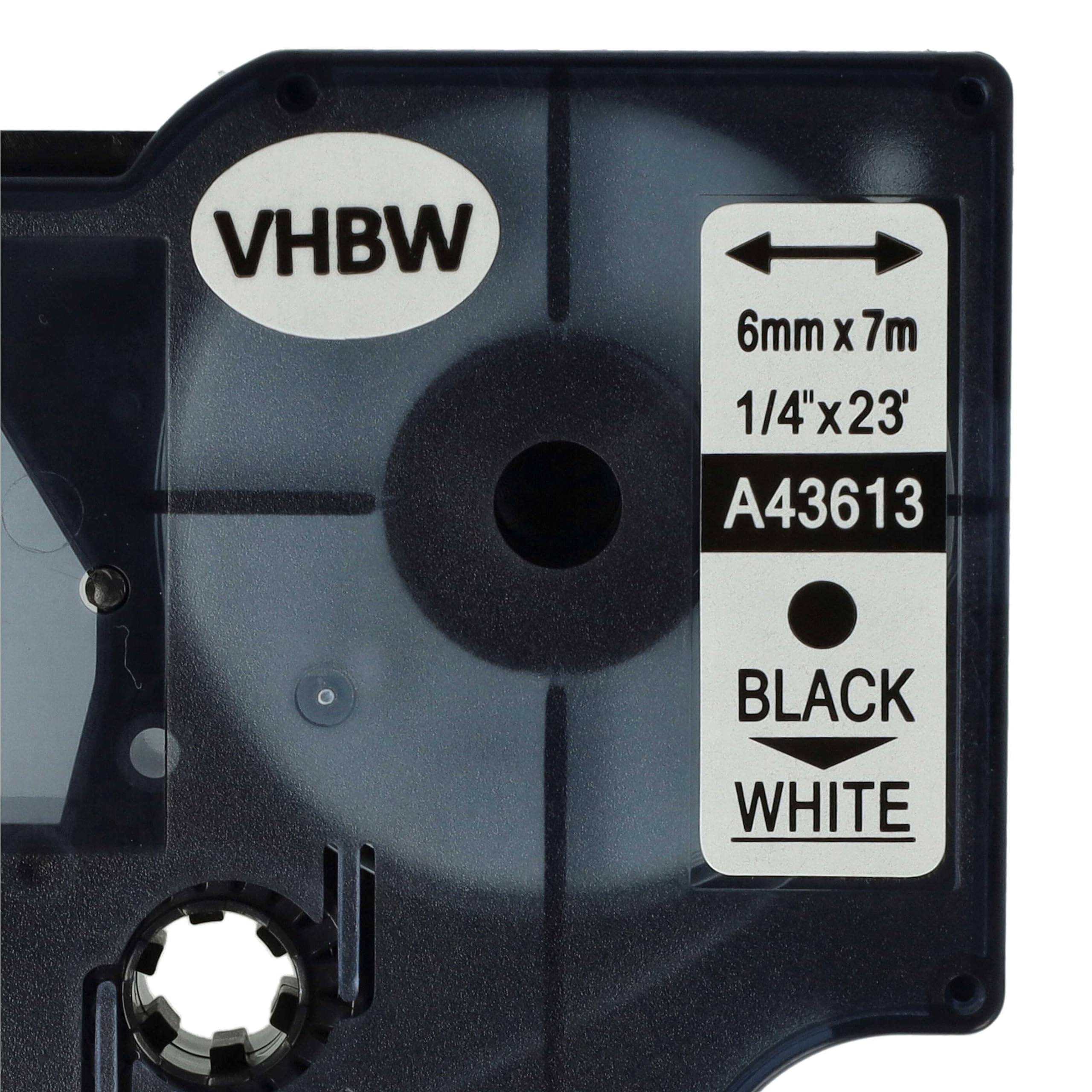 vhbw 50 x taśma do etykiet, kompatybilna z drukarką etykiet Dymo LabelWriter Duo, Duo 400, Duo 450, 6 mm, czarno-biała