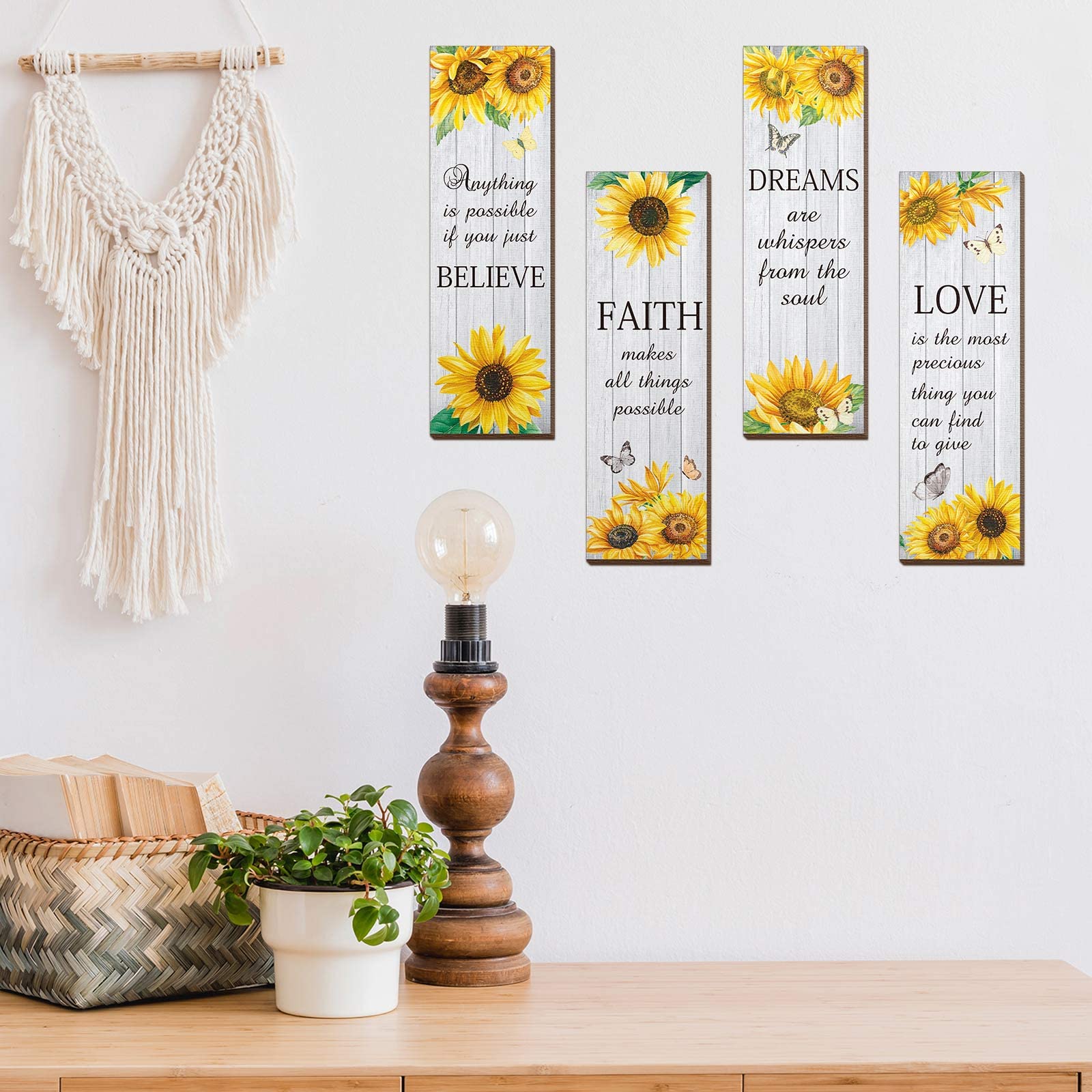 Amazon.com: Qunclay 4 Pcs Sunflower Wall Decor Inspirational