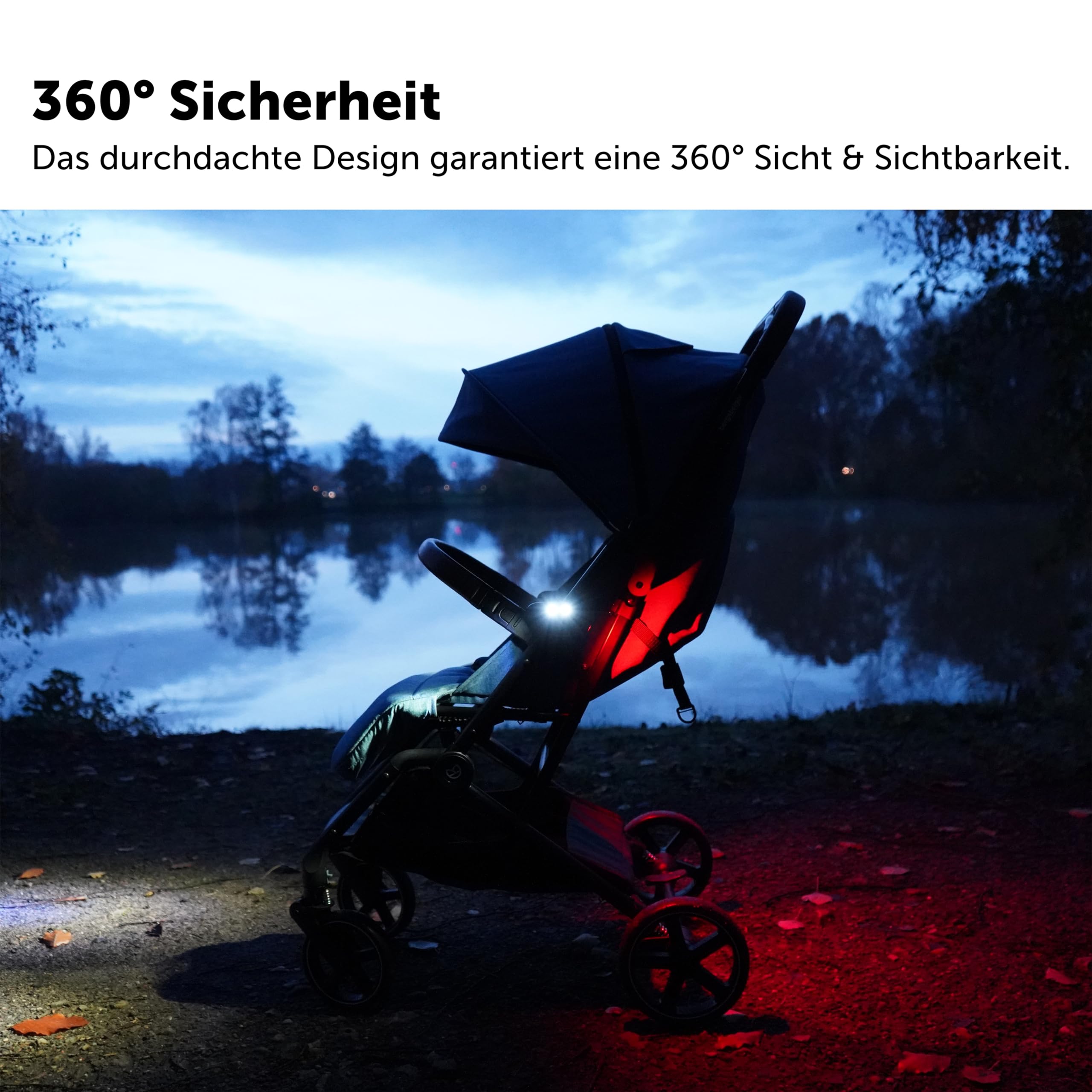 Bergsteiger Kinderwagen Licht aufladbar, USB Akku-Betrieb, 2 LED Kinderwagenlicht wiederaufladbar, Beleuchtung passend für Kinderwagen, Buggy, Kinderanhänger, Fahrradanhänger, UVM.