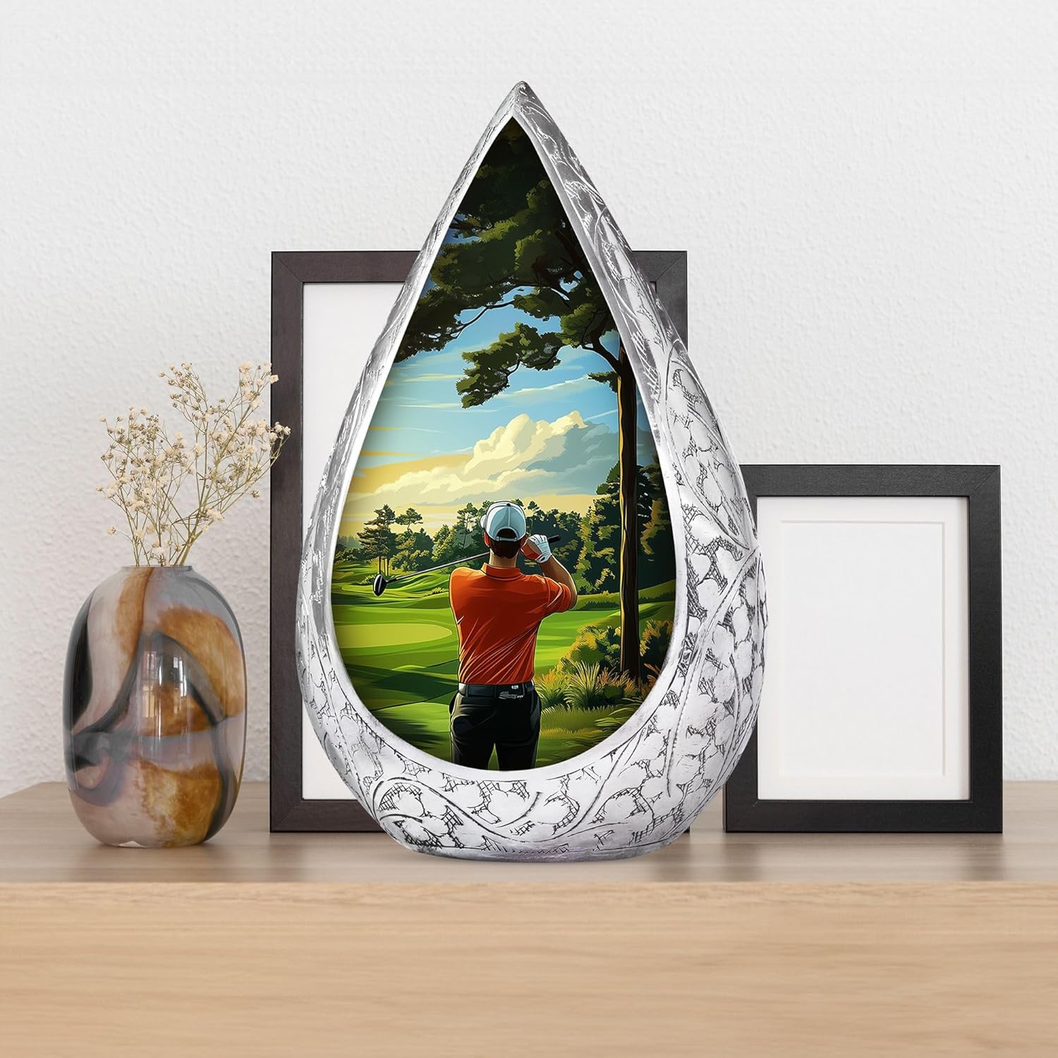 Golf Large Funeral Ash Holder for Women & Men - Funeral Memorial Gift Burial Urns for Adults - Cremation Ash Container - Adult Memorial Large Urn - Ashes Urn 10 Inch