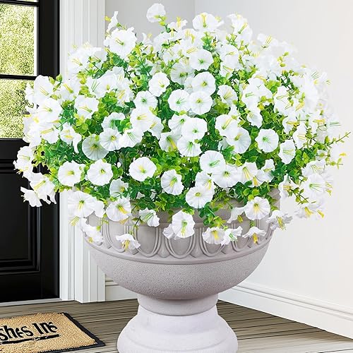 MARTINE MALL 12 Bundles Look Real Artificial Flowers for Outdoors,