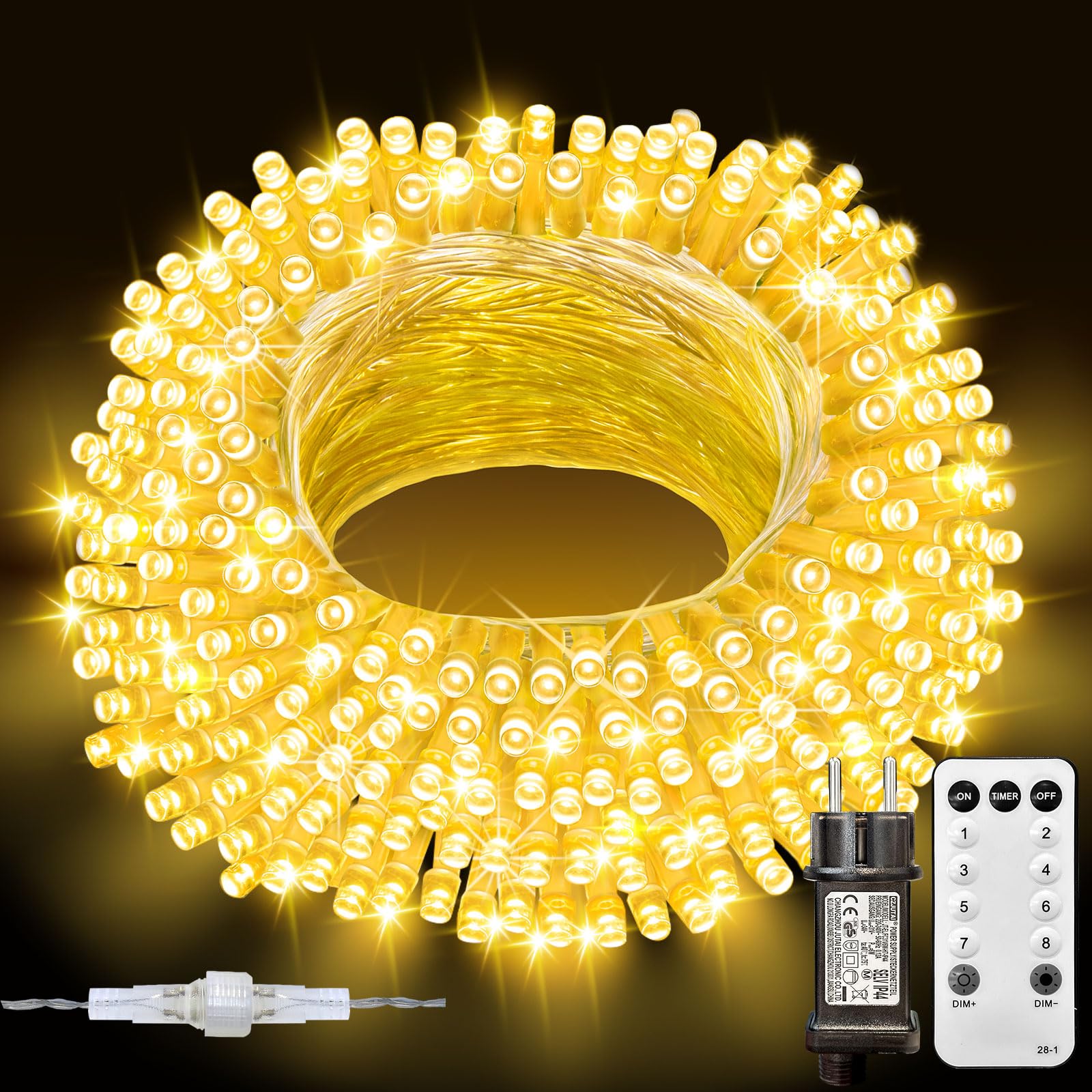 20 M Lichterkette Außen Mit 200 LEDs – Warmweiß, IP44, Fernbedienung, Timer, 8 Modi, Dimmbar, Für Garten & Balkon