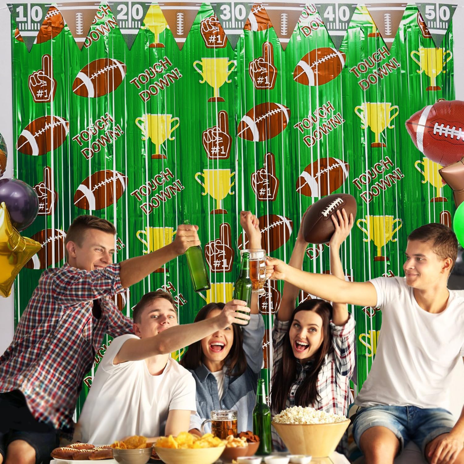 Football Party Decorations, 2 Pack Foil Fringe Curtains, Party Backdrop Streamers, Sunday Night Football Game Day Photo Booth Backdrops Party Decorations - Image 6