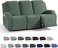Vista 62 de KinCam Fundas para Reclinables, Fundas Elásticas para Sillas Reclinables, Fundas para Sofá Reclinable con Diseño de Rayas Jacquard, Fundas