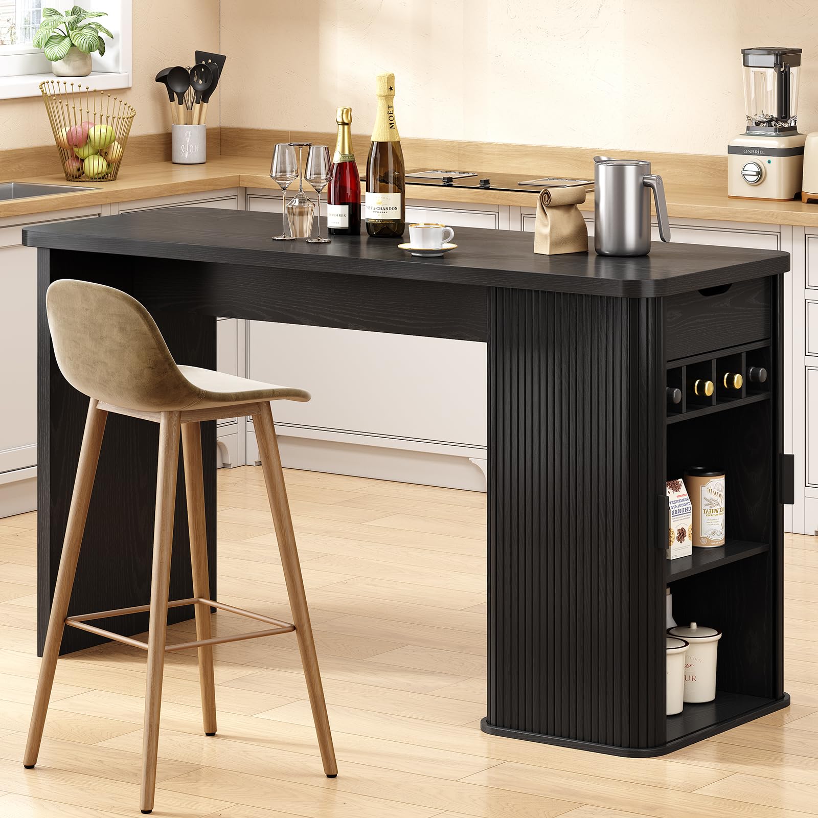 Amazon.com: ONBRILL 59 Inch Kitchen Island with Storage, Fluted