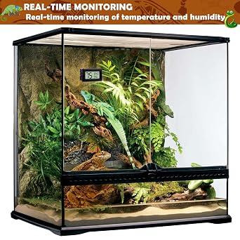 Reptile Thermometer and Humidity Gauge,2PCS Digital Hygrometer Adhesive Reptile Terrarium Hydrometer,Bearded Dragon Tank Accessories,Pet Humidity Meter Supplies for Leopard Crested Gecko,Snake,Lizard