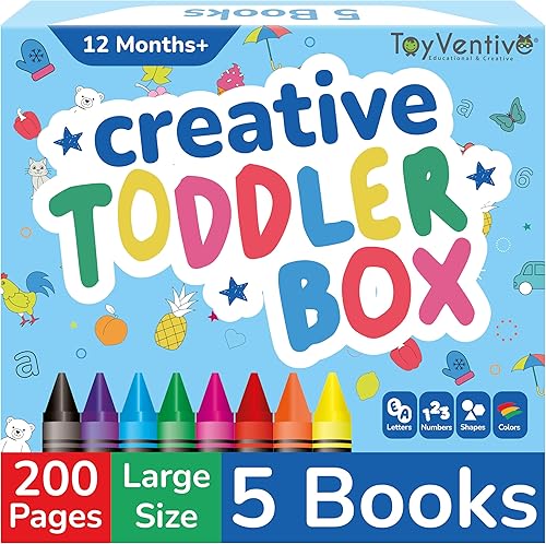 TOYVENTIVE First Coloring Books - Crayones jumbo y bloc de dibujo para niños de 1 a 4 años, libros para colorear para niños de 2 a 4 años, libro de