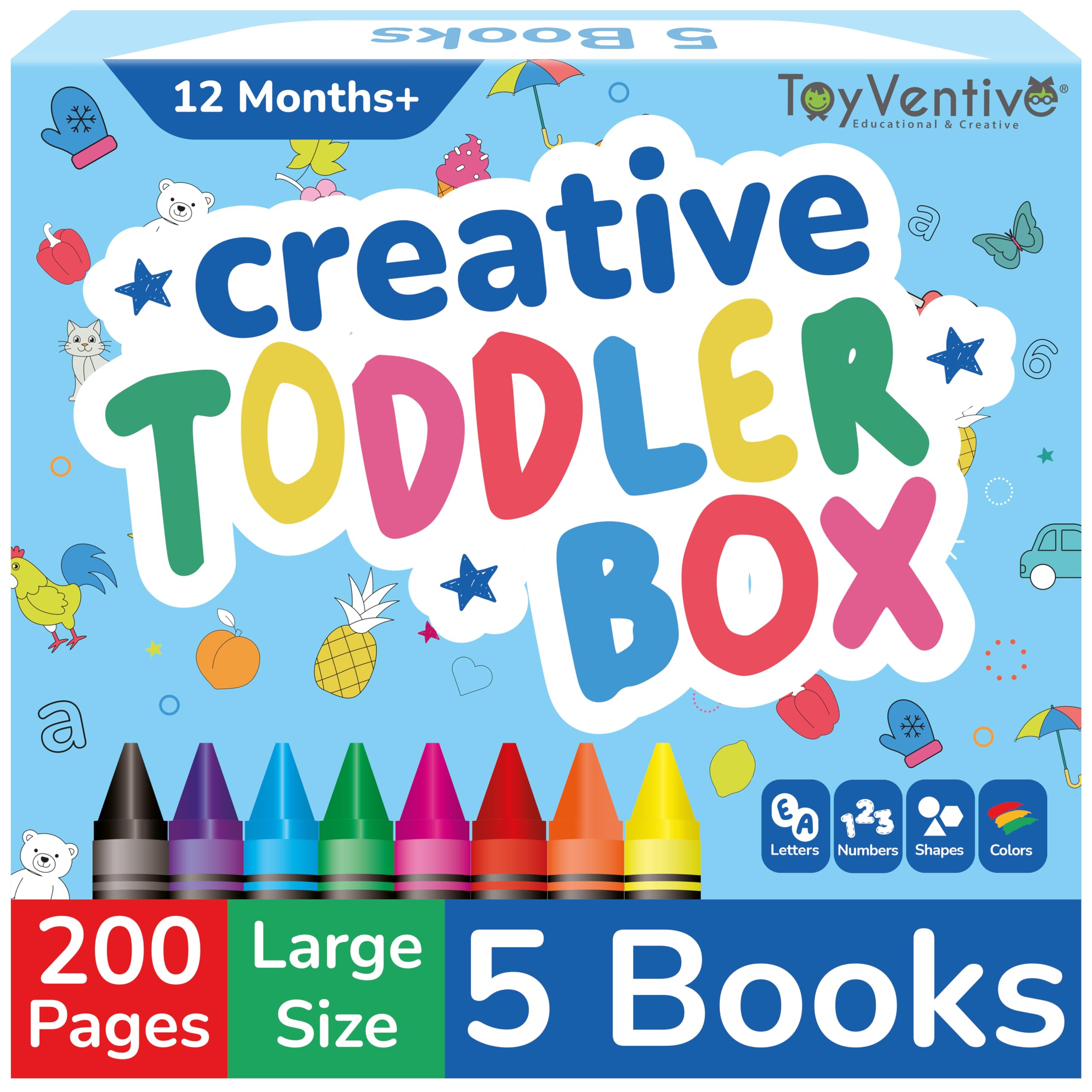 TOYVENTIVE Toddler Coloring Books & Crayons, Toys & Birthday Gifts for 1+,2,3,4 Years Old Boys, Toddlers & Preschoolers Age One,Two,Three,Four yr Olds