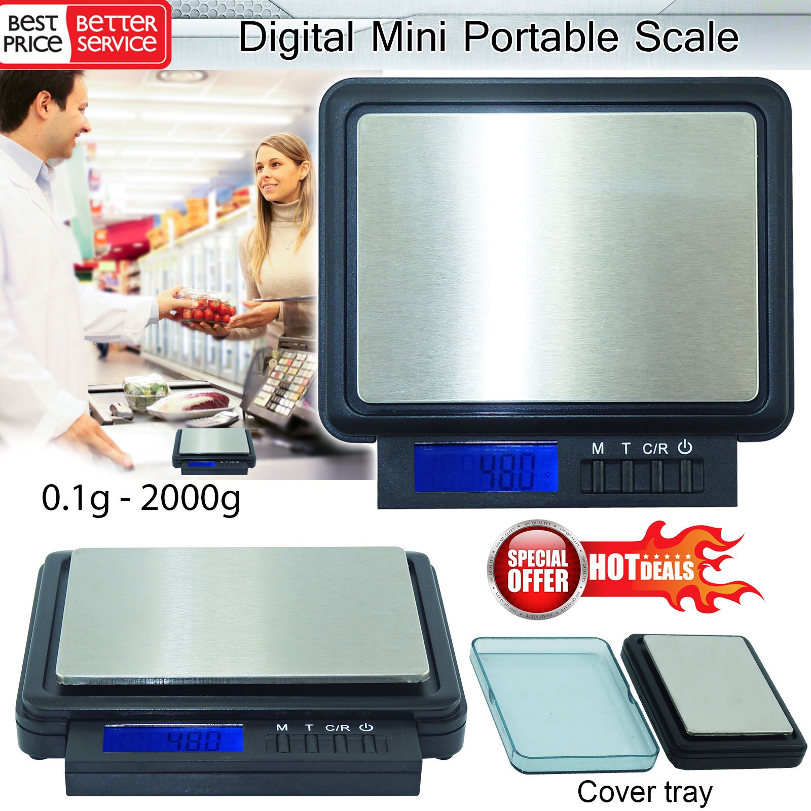 Bositools High Precision Digital Milligram Scale 0.1g/2000g Ideal for Weighing Gems, Jewelry and other Precious Objects Household Food Cooking Scale - Silver