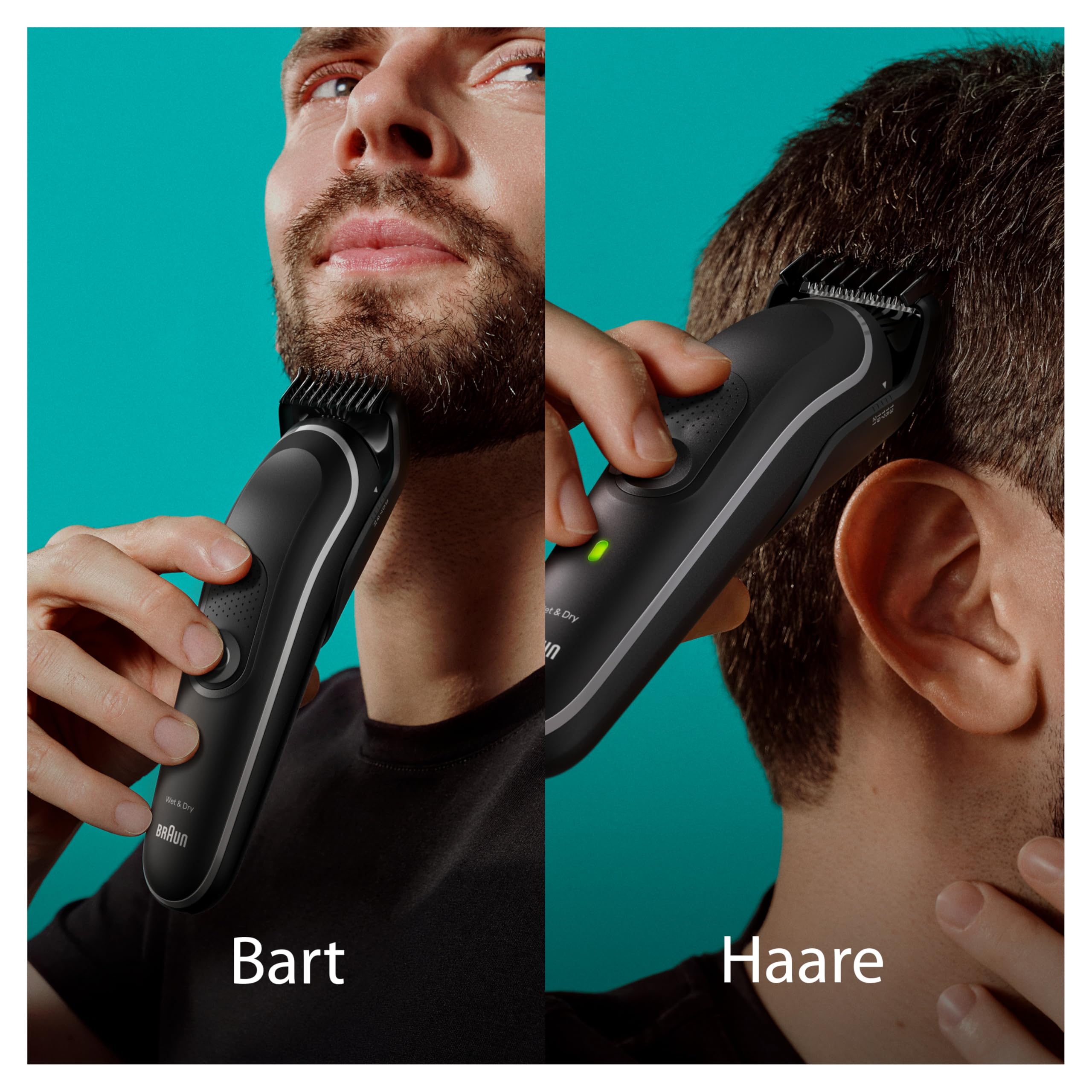 Braun All-In-One Trimmer-Set 5, 9-in-1 Multigroom, Barttrimmer, Nasenhaartrimmer, Haarschneidemaschine für Gesicht, Kopf und Körper, 100 Min. Akku, 14 Längen (3–21 mm), Wasserdicht, MGK5410, Schwarz
