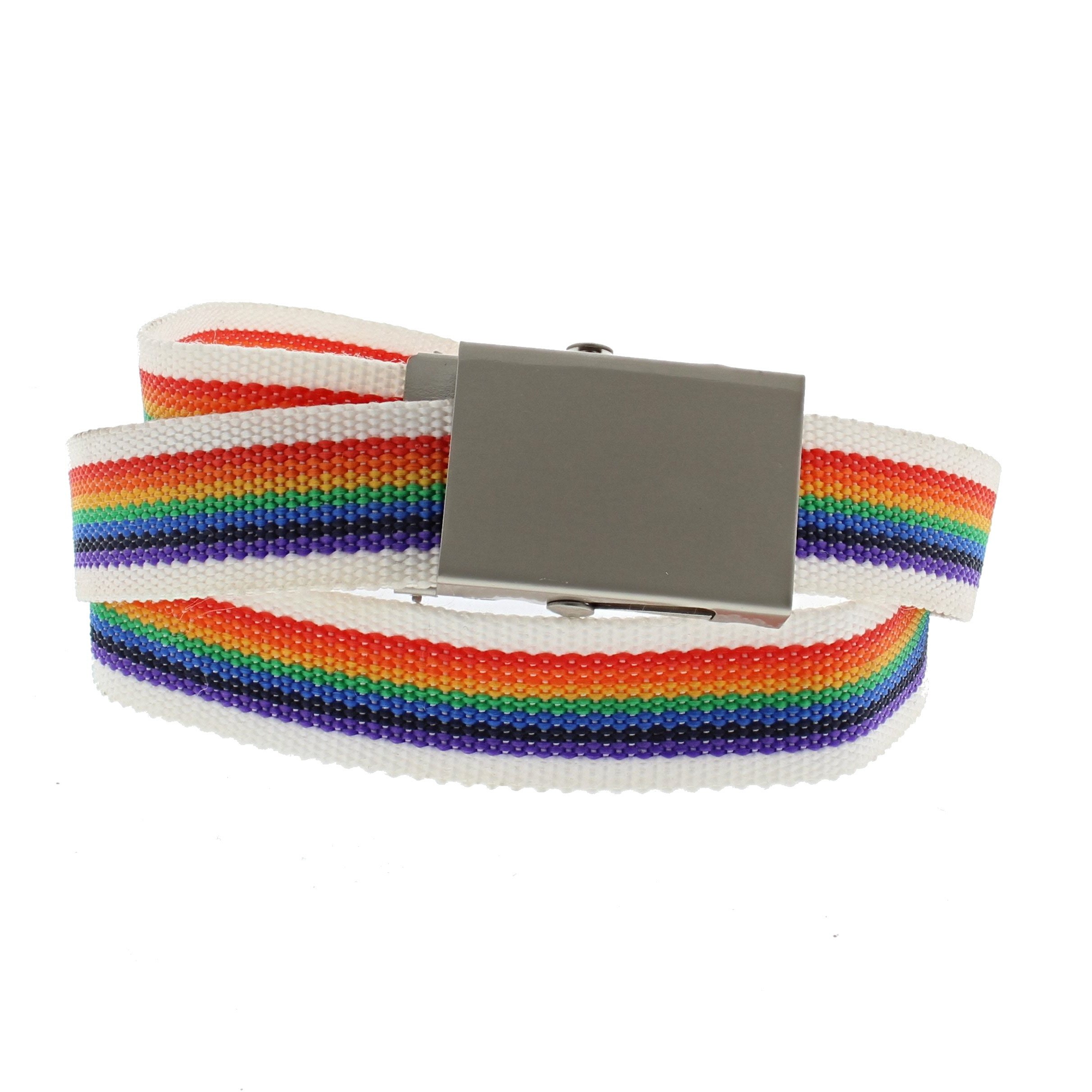 Zac's Alter Ego Rainbow Striped Canvas Slider Belt