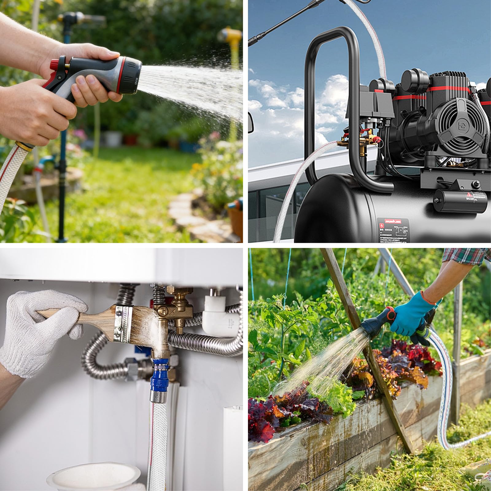 Trinkwasserschlauch, 16x22mm Gewebeschlauch PVC Schlauch mit Gewebe, Wasserschlauch mit Schlauchschelle, Gartenschlauch, Gartenbewässerung Flexibel, Luftschlauch, Benzinschlauch (3M)