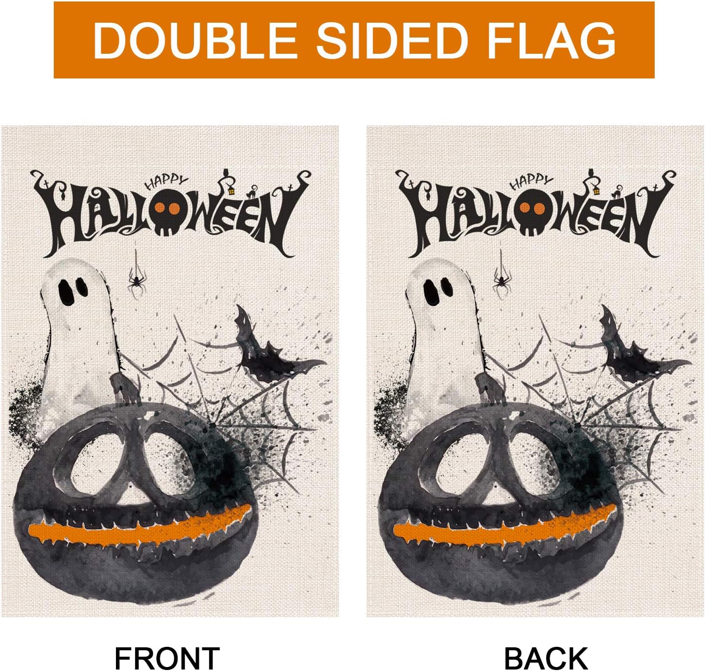 Happy Halloween Garden Flag | Vertical Double Sided Small Fall Yard Flag 12.5''x18'' | Rustic Halloween Decorations Outdoor | Fall Decor | Halloween Yard Decorations