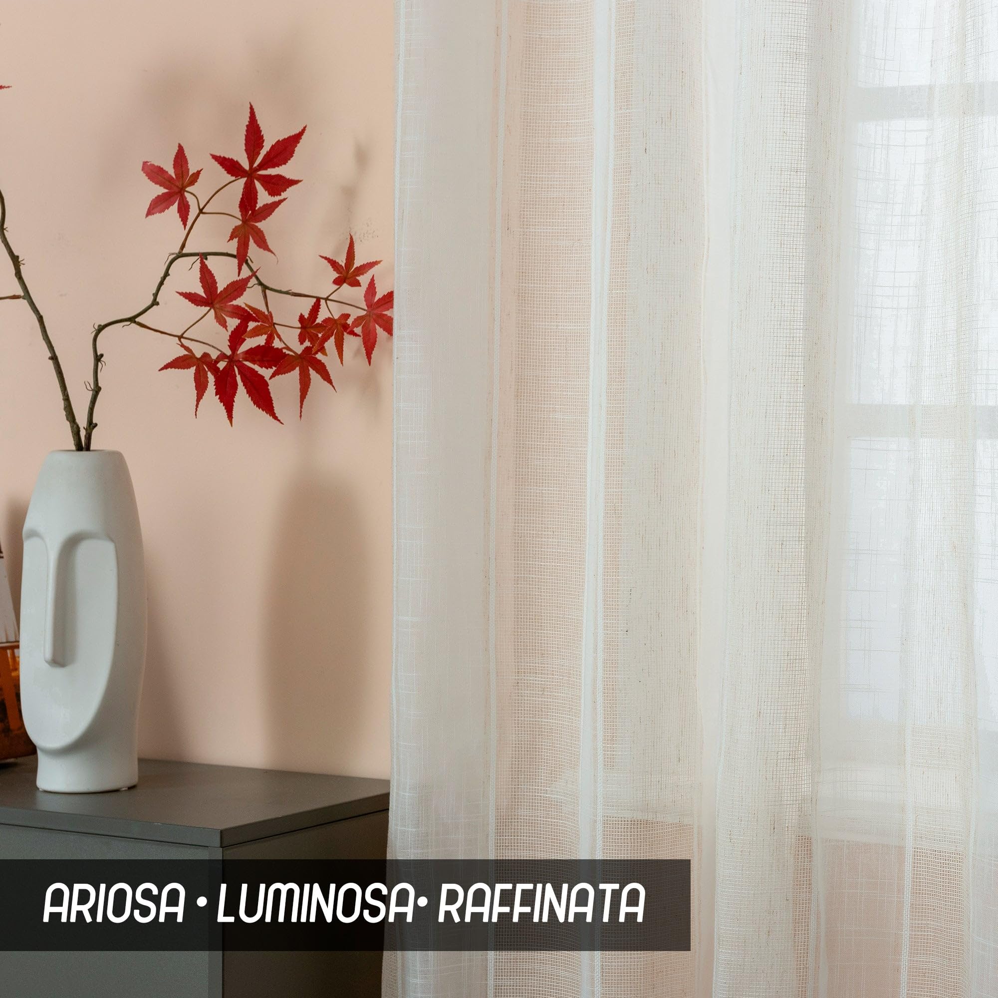 GIRASOLE HOME® Coppia Tende Filtranti in Simil Lino Tenda per Interni 2 Pannelli con Occhielli 140x285cm