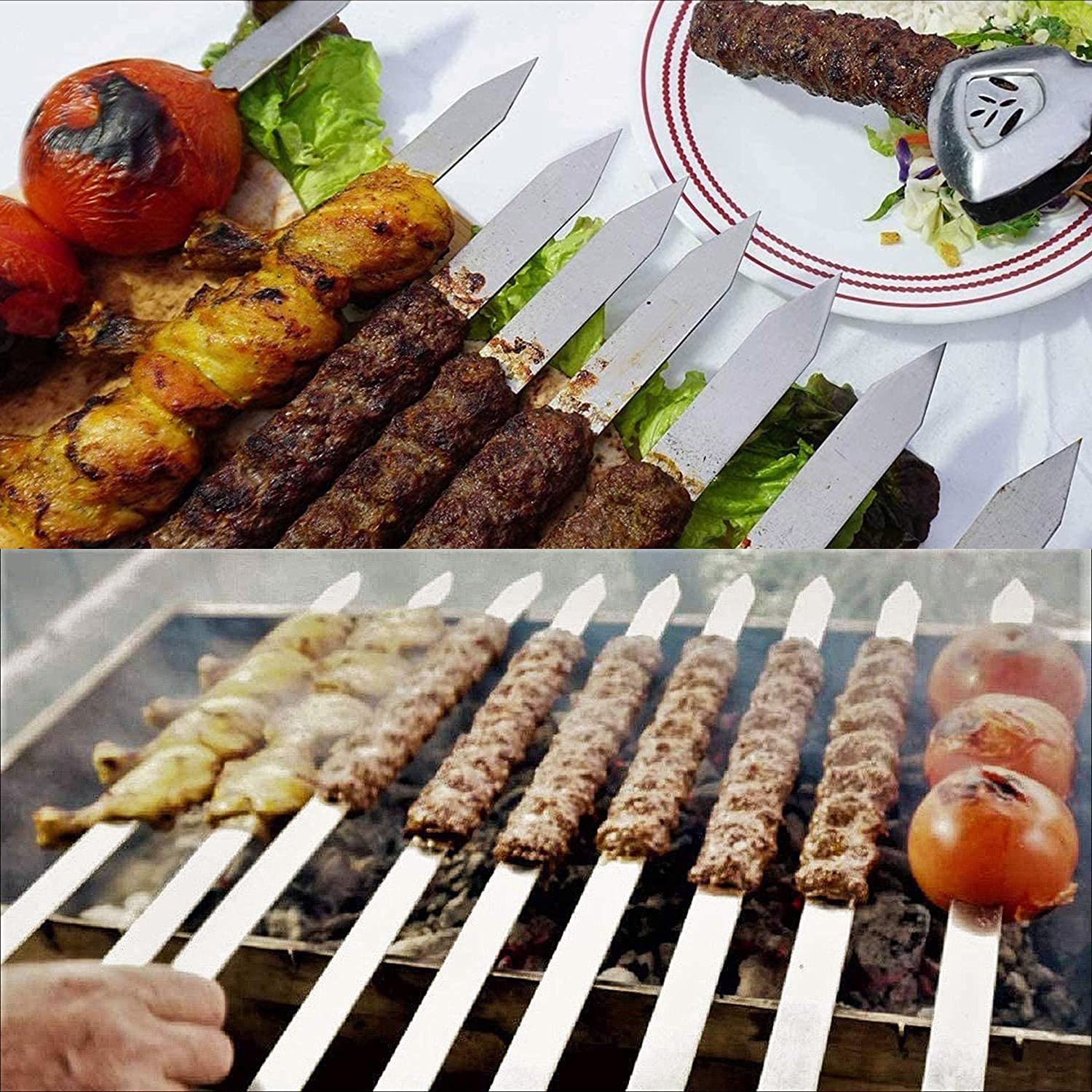 8 Spiedini In Acciaio Inox Per Barbecue - Lunghi 60 Cm, Per Grigliate Di Carne E Verdure - Foto 12