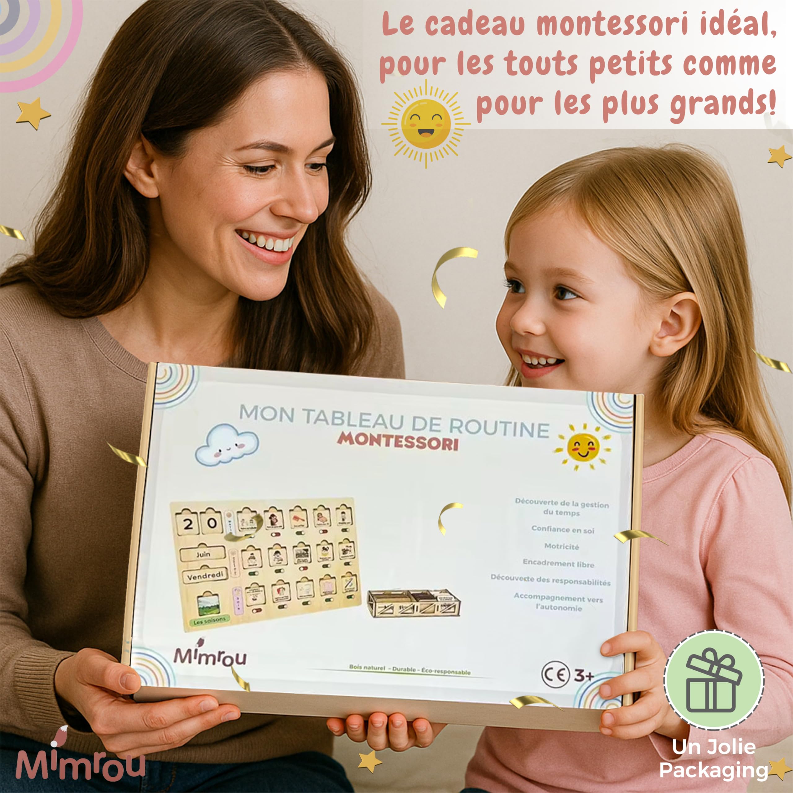 Planning Journalier pour Enfants Montessori +60 Étiquettes pour Les Routines Quotidiennes, Activités, Calendrier et Saisons, Apprentissage dès 3 Ans- Adapté TDAH/TSA