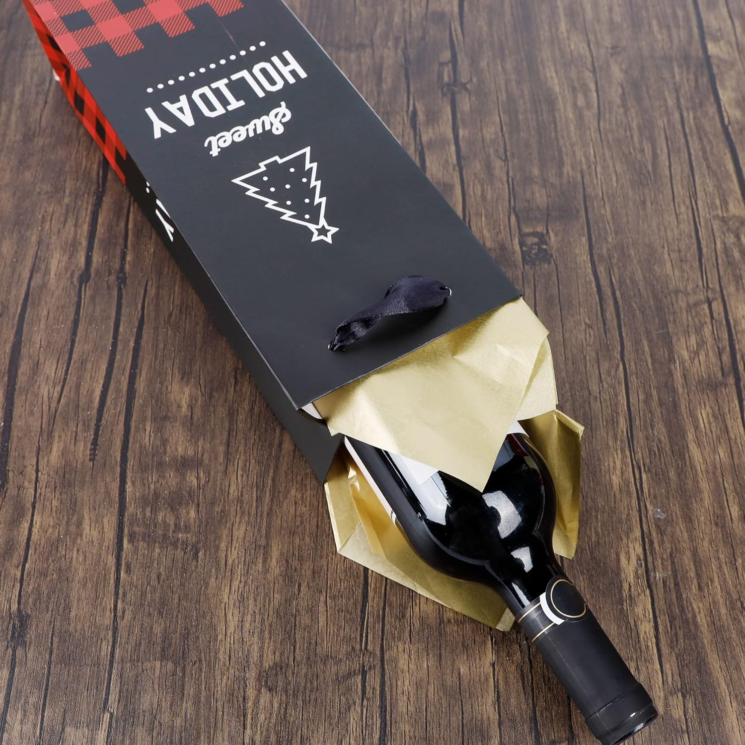 Lulu Home Bottle Gift Bags with Tissue Paper, Heavy Duty Xmas Bottle Cover with Tags for Holiday Decoration, 12 Pack - Image 6