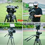 MagicLine 65.7 inch Heavy Duty Aluminum Video Camera Tripod with Fluid Head, 2 Pan Bar Handles, Adjustable Mid-Level Spreader,QR Plate, Max Load 26.5 LB for Canon Nikon Sony DSLR Camcorder Cameras