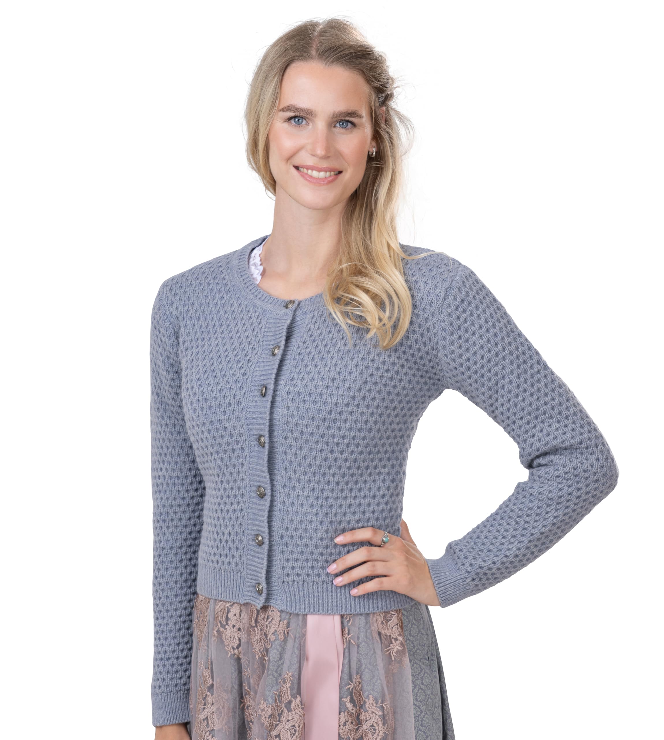 Damen Trachten Strickjacke Jette – Elegante & taillierte Trachtenjacke/Dirndl-Jacke aus Wolle im Landhausstil