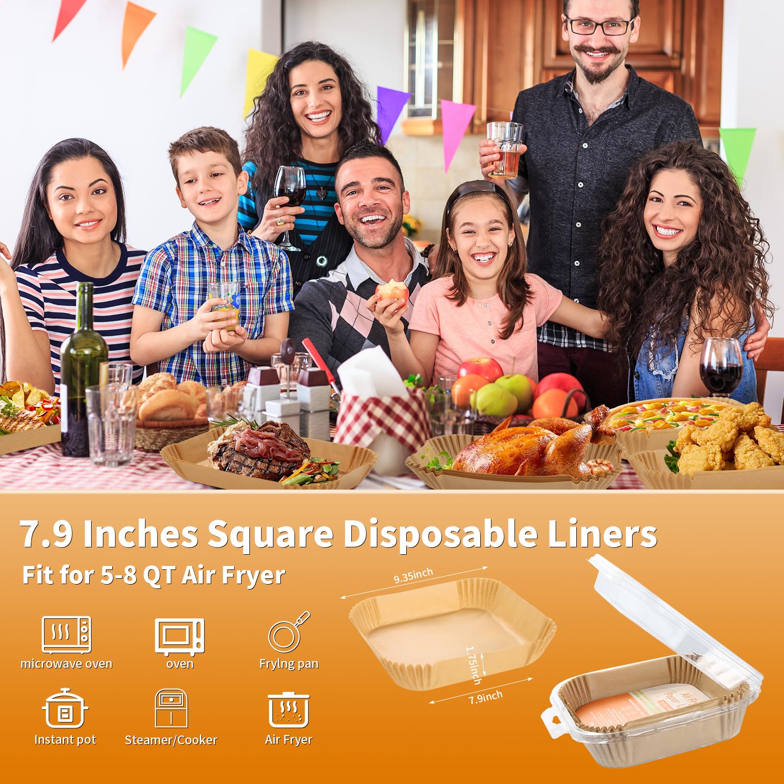FitパッドマシュマロスクエアBRAタンク Air Fryer Silicone Liners 5 Qt For Ninja AF141/AF181/, 2 Pack BPA
