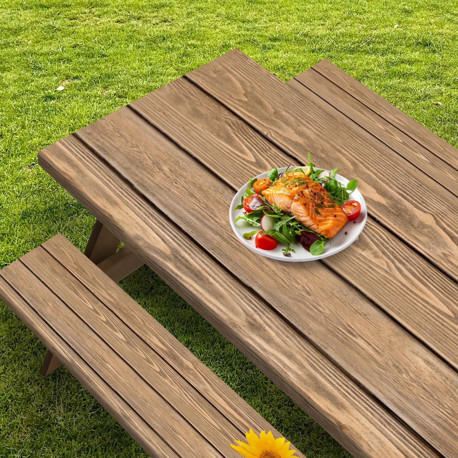 Picnic Table Cover With Bench Covers Camping Essentials Waterproof Windproof Camping Tablecloth With Drawstring Bag, Fitted Rectangle Tables And - View #4