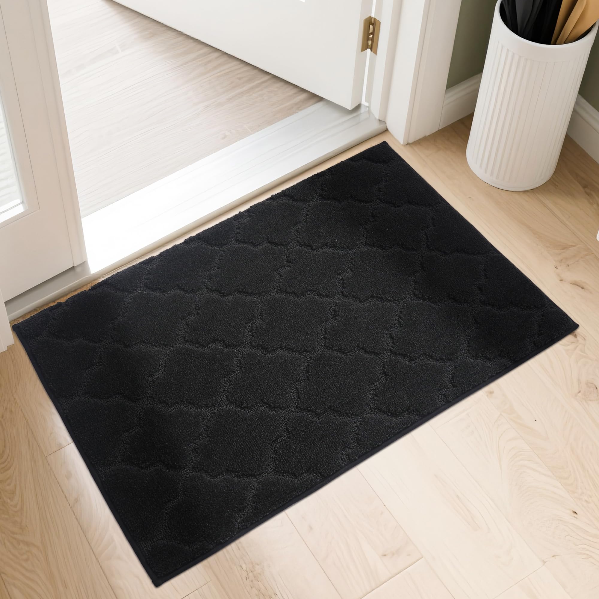 COSY HOMEER Door Mat Non-Slip Entryway Mats for Indoor Use, Absorbent Doormat for Front Door, Washable Low Profile Entrance Mat,24"x36",Black
