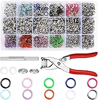 Vista 1 de 150 Sets Snap Button Snap Fastener kit Snaps 9.5mm Metal Snaps Buttons with Fastener Pliers Press Tool Kit Perfect for DIY Crafts Clothes Hats and