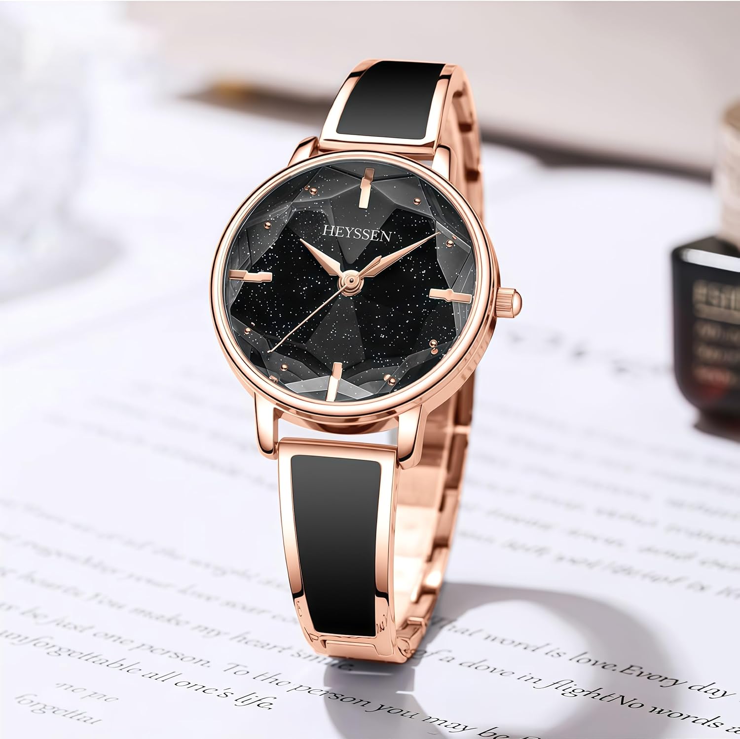 Watches for Women Waterproof Analog Quartz Rose Gold Bangles Elegant Dress Luxury Designer Wrist Watches with Diamond Timescale Dial & Gifts for Women - Image 9