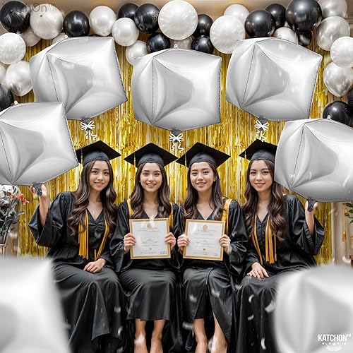 Miniatura 3 de KatchOn, Globos plateados brillantes de 22 pulgadas, paquete de 6 unidades, globos de aluminio plateado, despedida de soltera, globos de cumpleaños