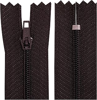 AERZETIX - C63359 - Juego de 10 Cremalleras en espiral N°3 no separable 25cm en nylon - cursor autoblocante en metal - color marrón oscuro - ropa costura pantalones mercería