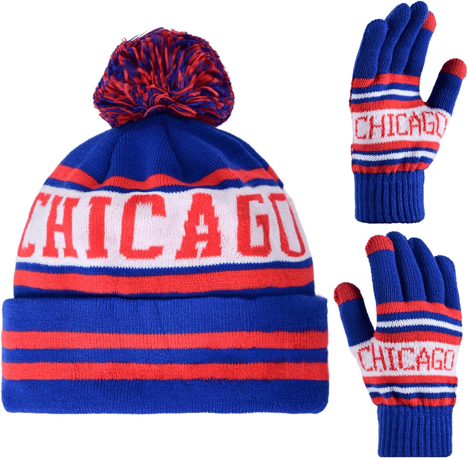 Vintage Classic Skull Cap Beanie Hat Cuffed Winter Hat Knit Comes with Warm Gloves Gifts for Unisex Fans