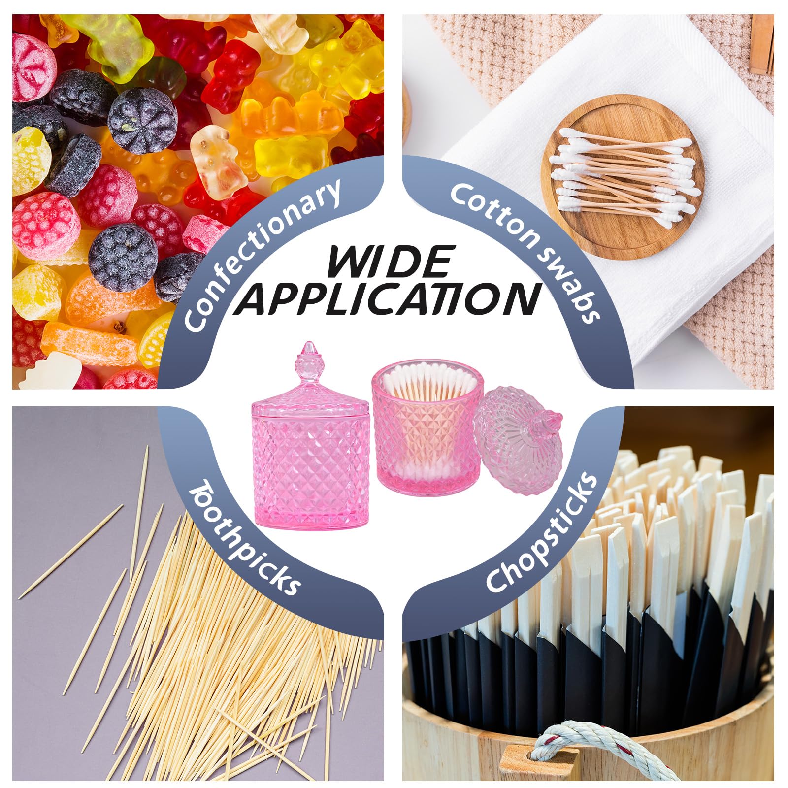 Saim Barattolo di vetro con coperchio, 2 pezzi decorativi per caramelle, 8,6 cm, barattoli per biscotti da buffet, contenitori per alimenti, rosa