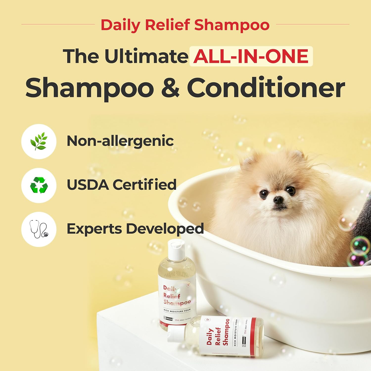 JAYU PET Daily Relief Shampoo - Vet Approved for Itchy Sensitive Skin, Natural Ingredients for Allergies. Moisturizing, Deodorizes Smelly Dogs, Best Odor Eliminating Dog Shampoo (10.1oz) 8 81mMfQ9PPJL. AC SL1500