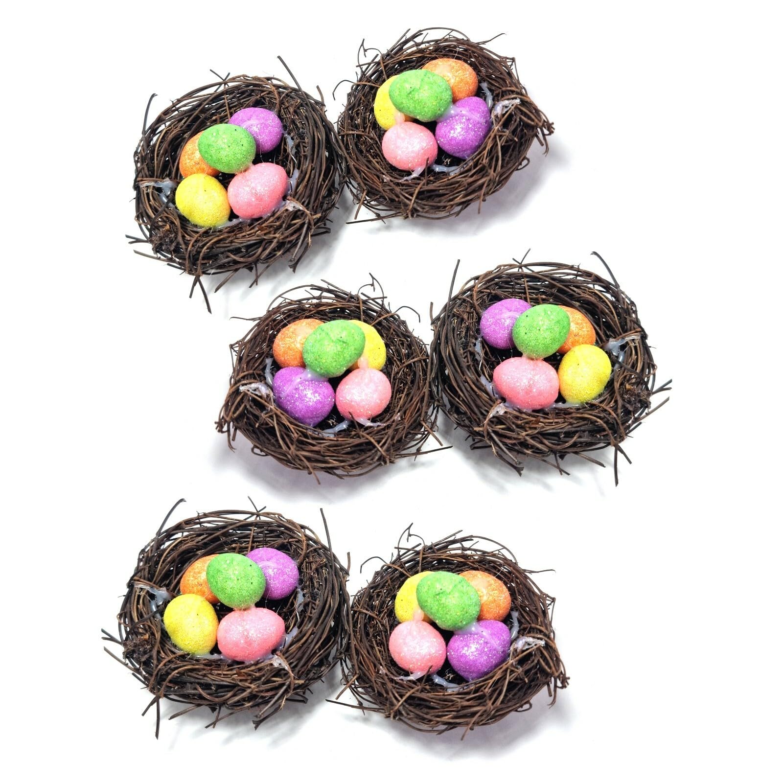 RockParty Multicolour Bobbly Easter Bunny Decorations – Foam Bunny Bonnet Crafts & Spring Display Ornaments- 6 Pack