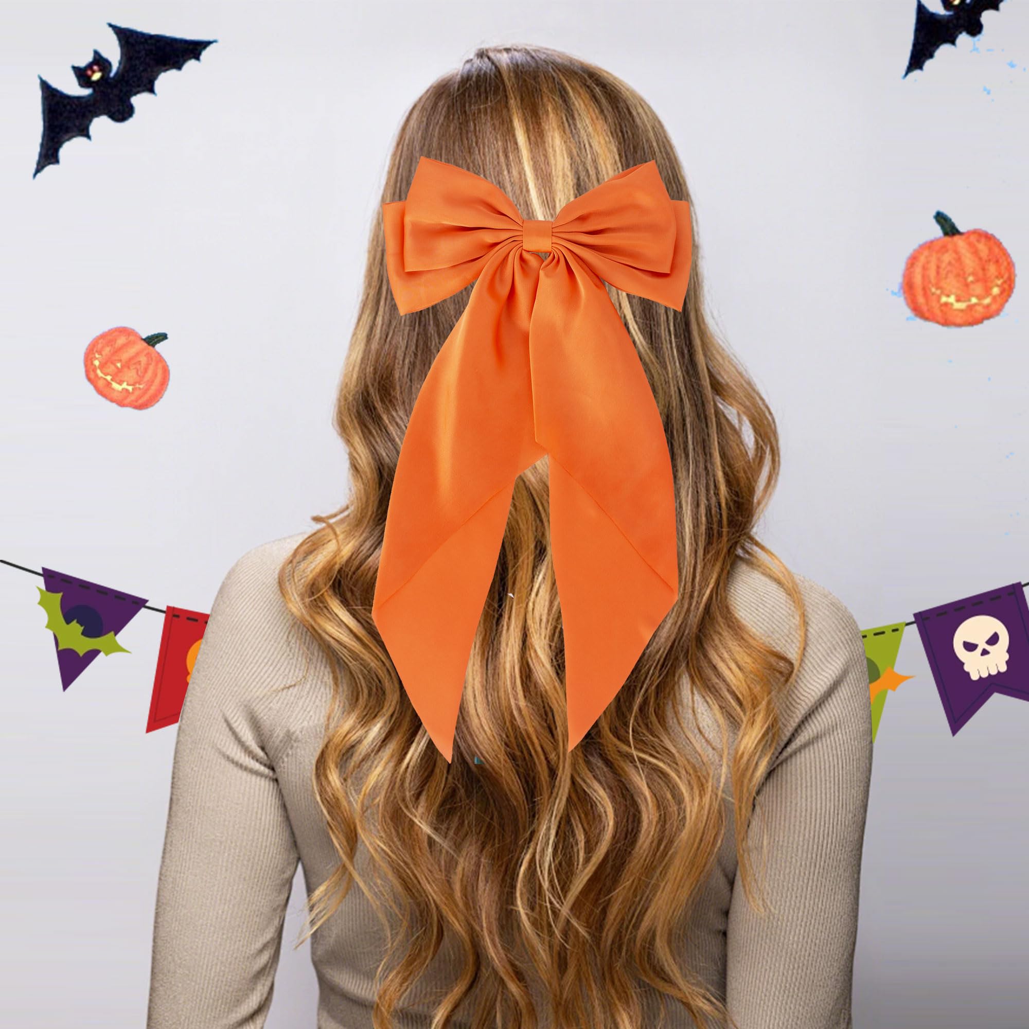 Elegant Orange Headwrap with Decorative Bow
GEL 5 0526 Amazon.com : Retro Long Ribbon Headband, 2PCS Scarf Ribbon  main image 4